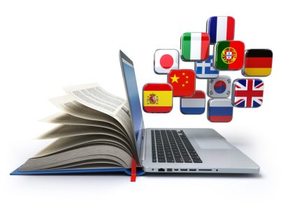 E-learning or online translator concept. Learning languages onli