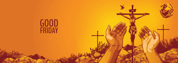 Good Friday, vector illustration of Jesus Christ Crucifixion.